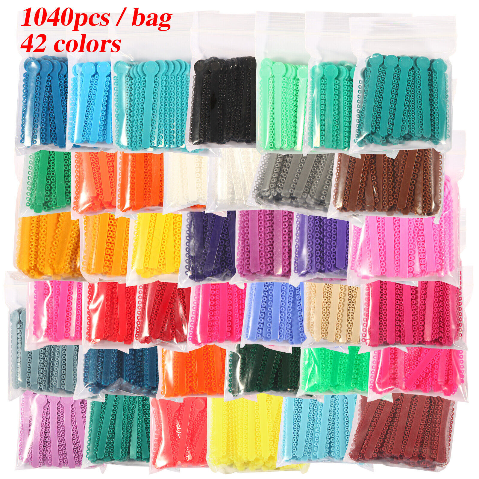 1040 Unids / bolsa Dental Lazos De Ligadura Elástica De Ortodoncia 43 Colores