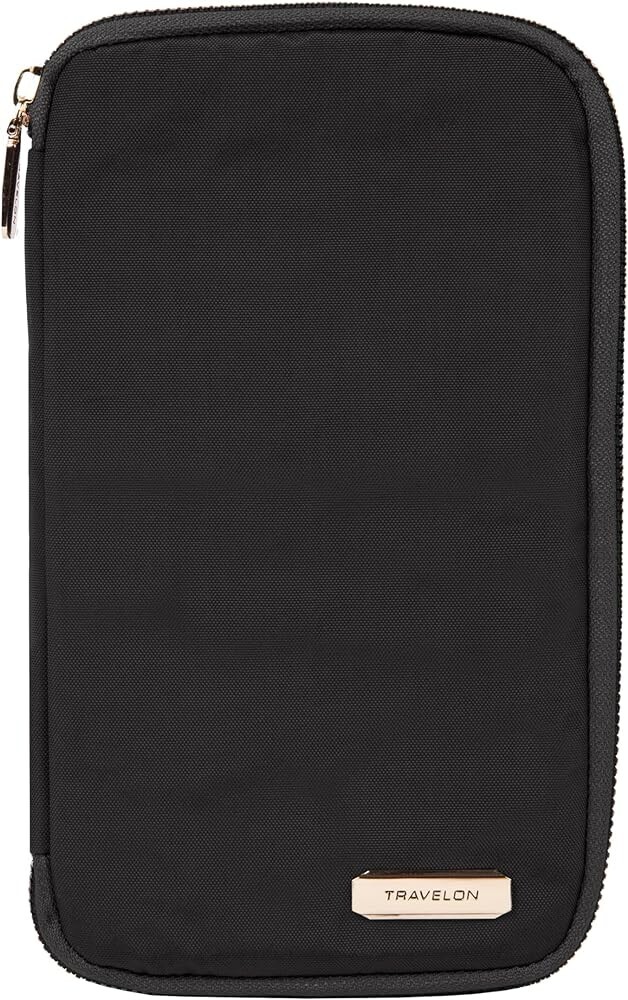 New Travelon RFID Blocking Family Passport Zip Wallet Black ONE SIZE