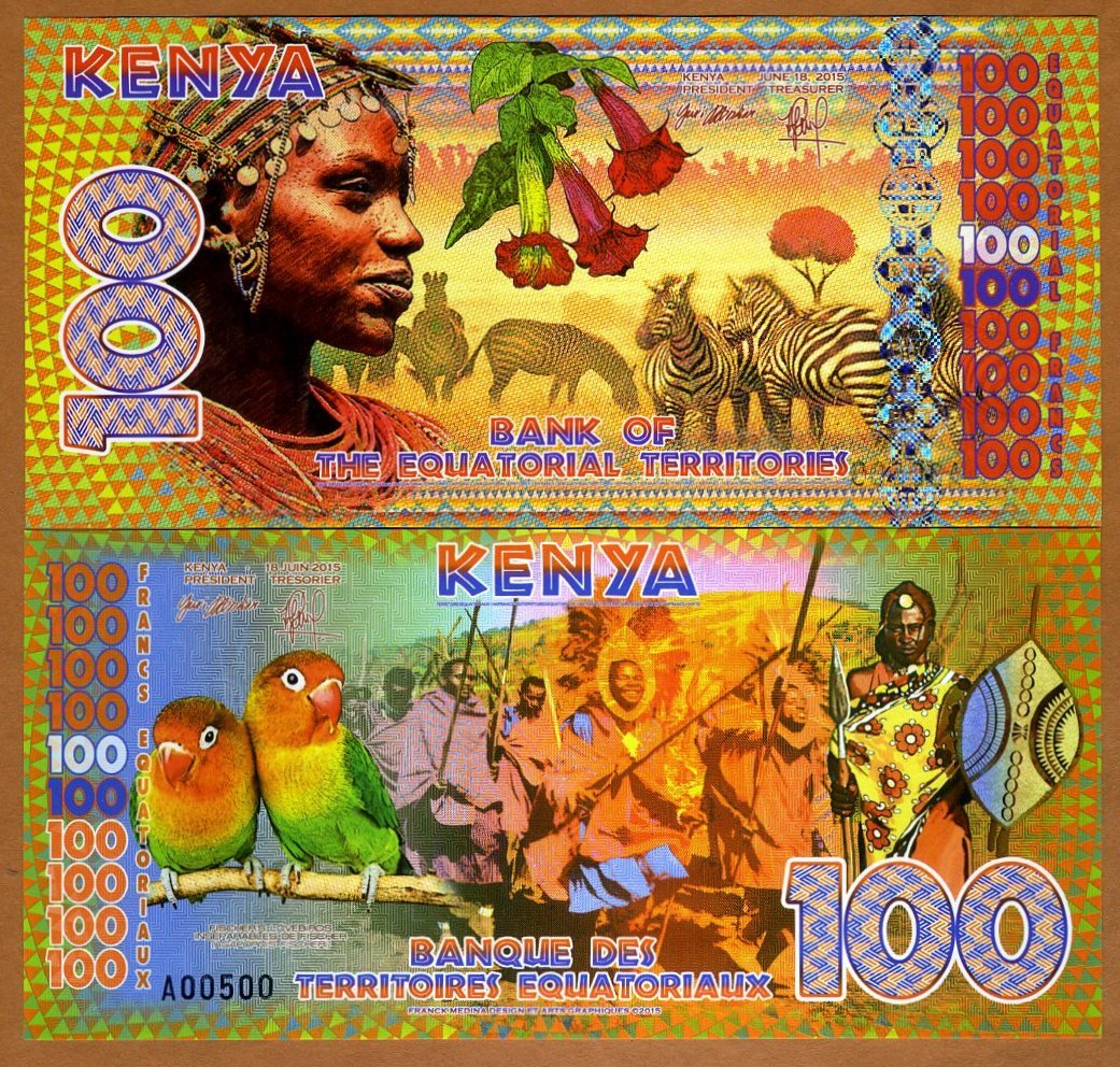 SET Equatorial Territories, 5;10;20;50;100;500 Francs, 2014-2015 POLYMER, UNC