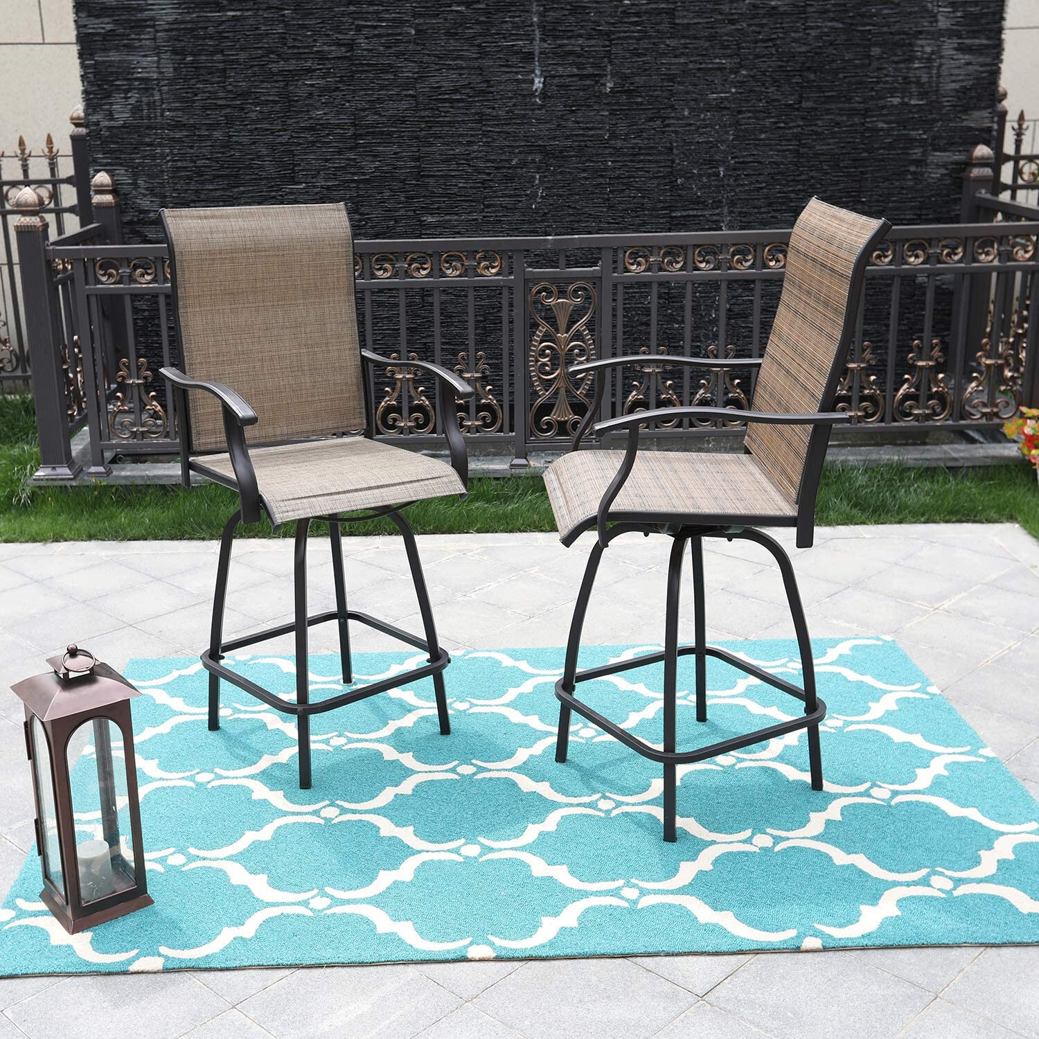 Patio Bar Stools Set of 4 Swivel Barstools Bar Height Chair Outdoor Dining Chair