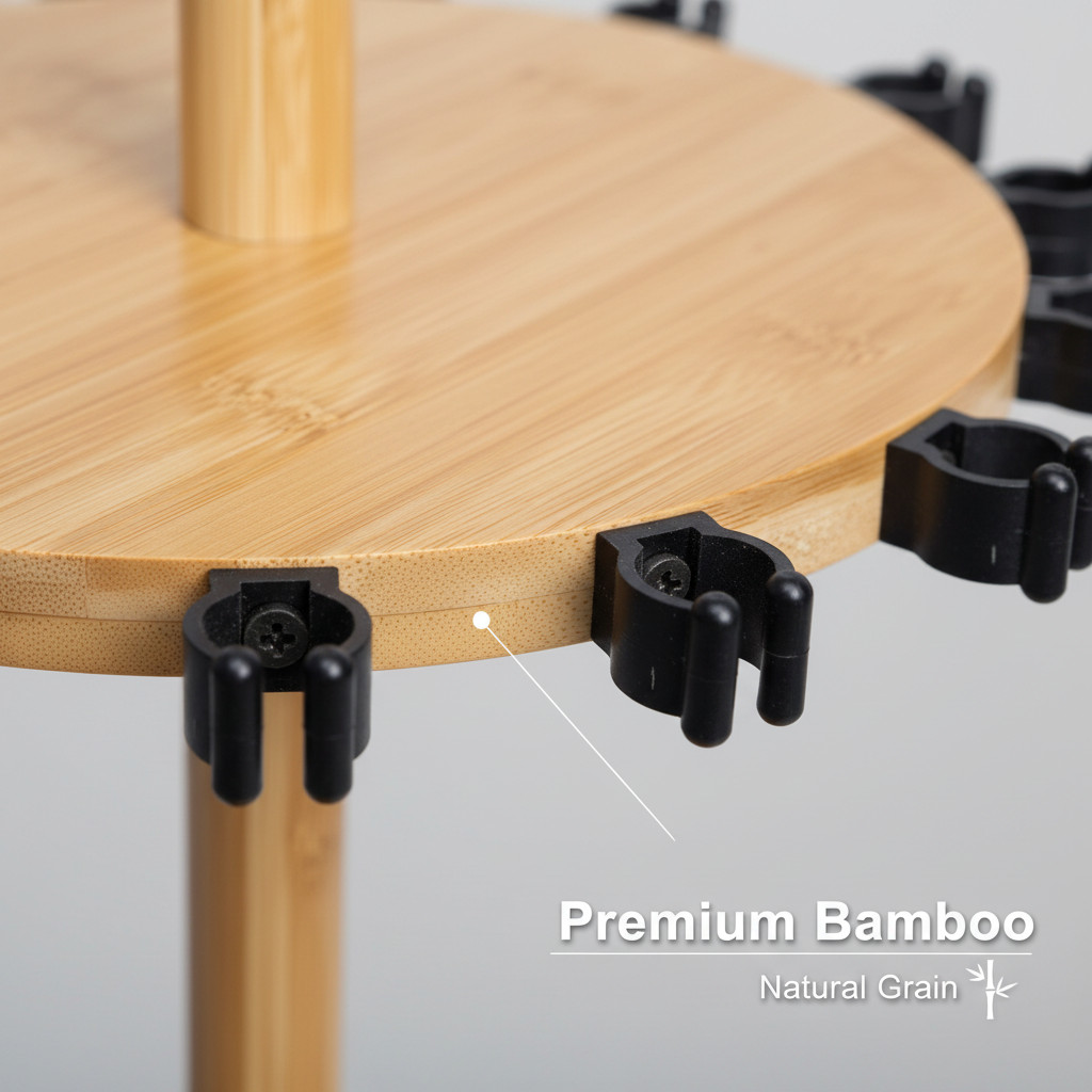 Fishing Pole Rod Racks—Floor Stand Bamboo Round rods holder for 15 Fishing Poles