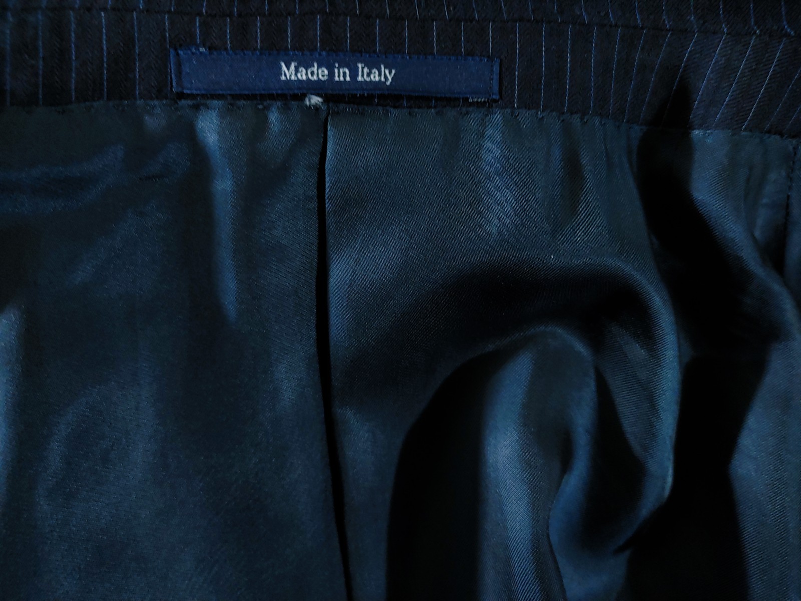 Ermenegildo Zegna Suit Jacket 42/44R Navy Blue Wool Pinstripe Italy Working Cuff