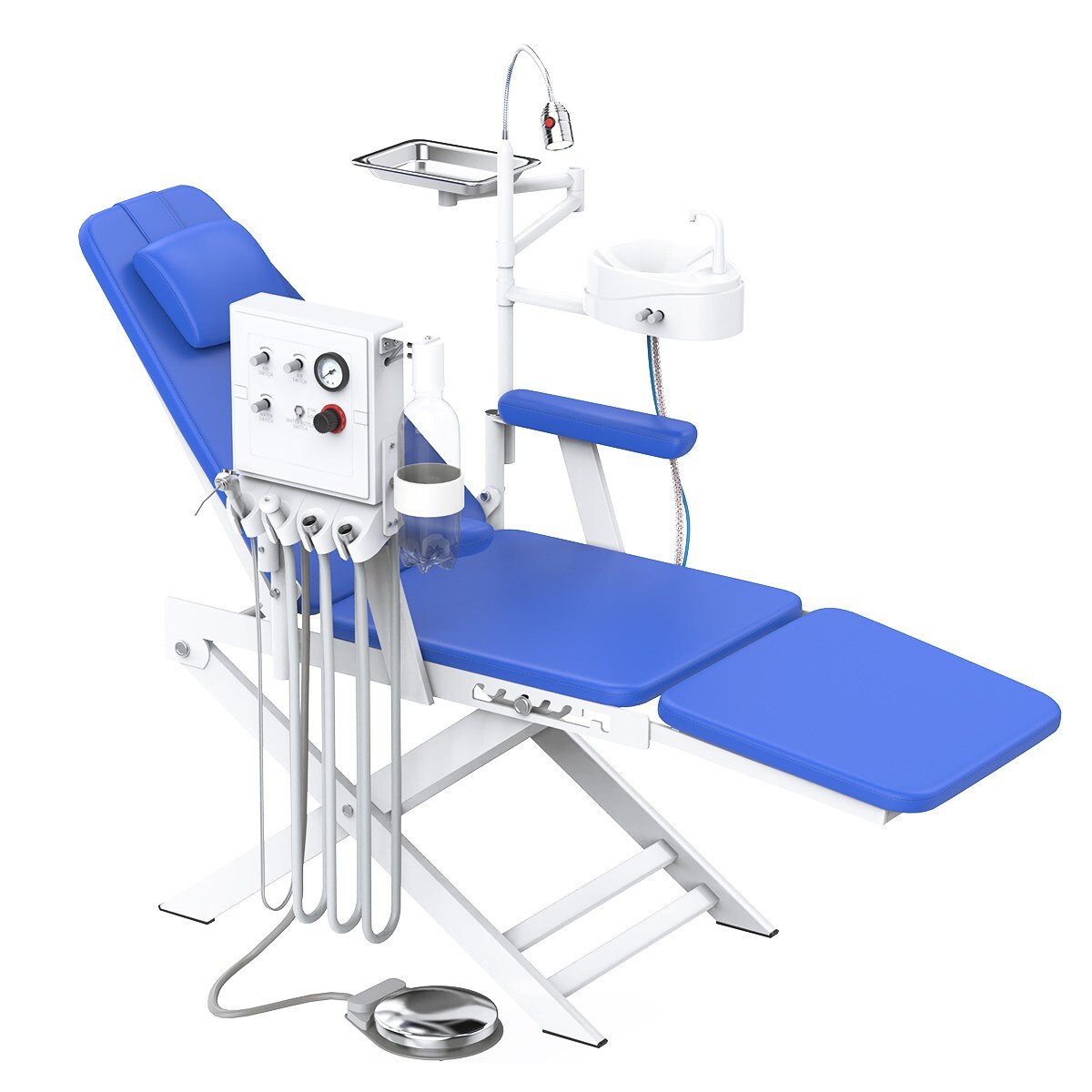 Silla de unidad dental móvil portátil Lámpara LED con unidad de turbina 4Hole
