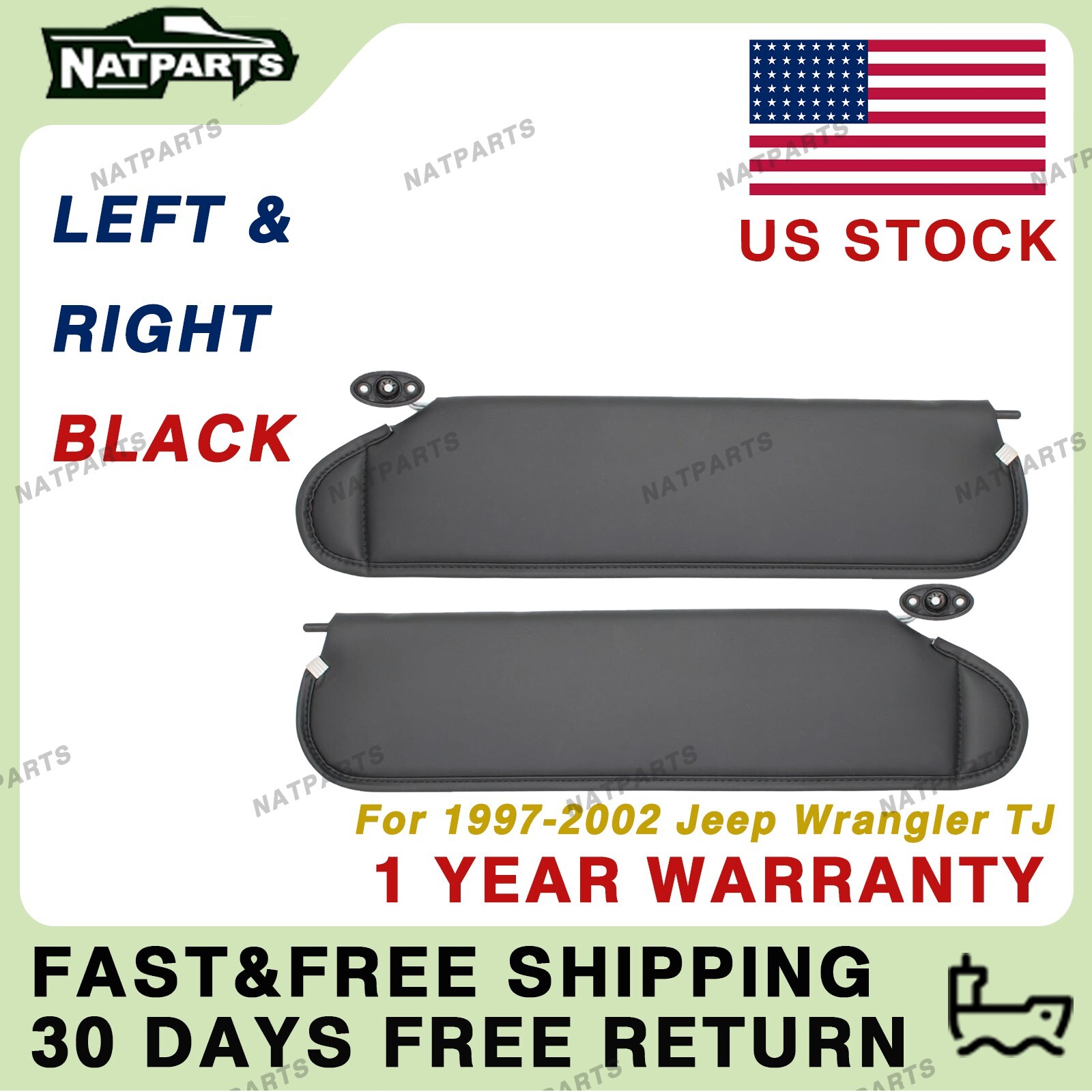 Pair Sun Visor W/O Light Fits for 97-02 JeepWrangler TJ 5EP34 LAZAE 5EP35 LAZAE