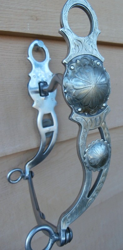 Vintage Silver Concho Low Port Heavy Weight Horse Show Curb Bit 2 in. Conchos