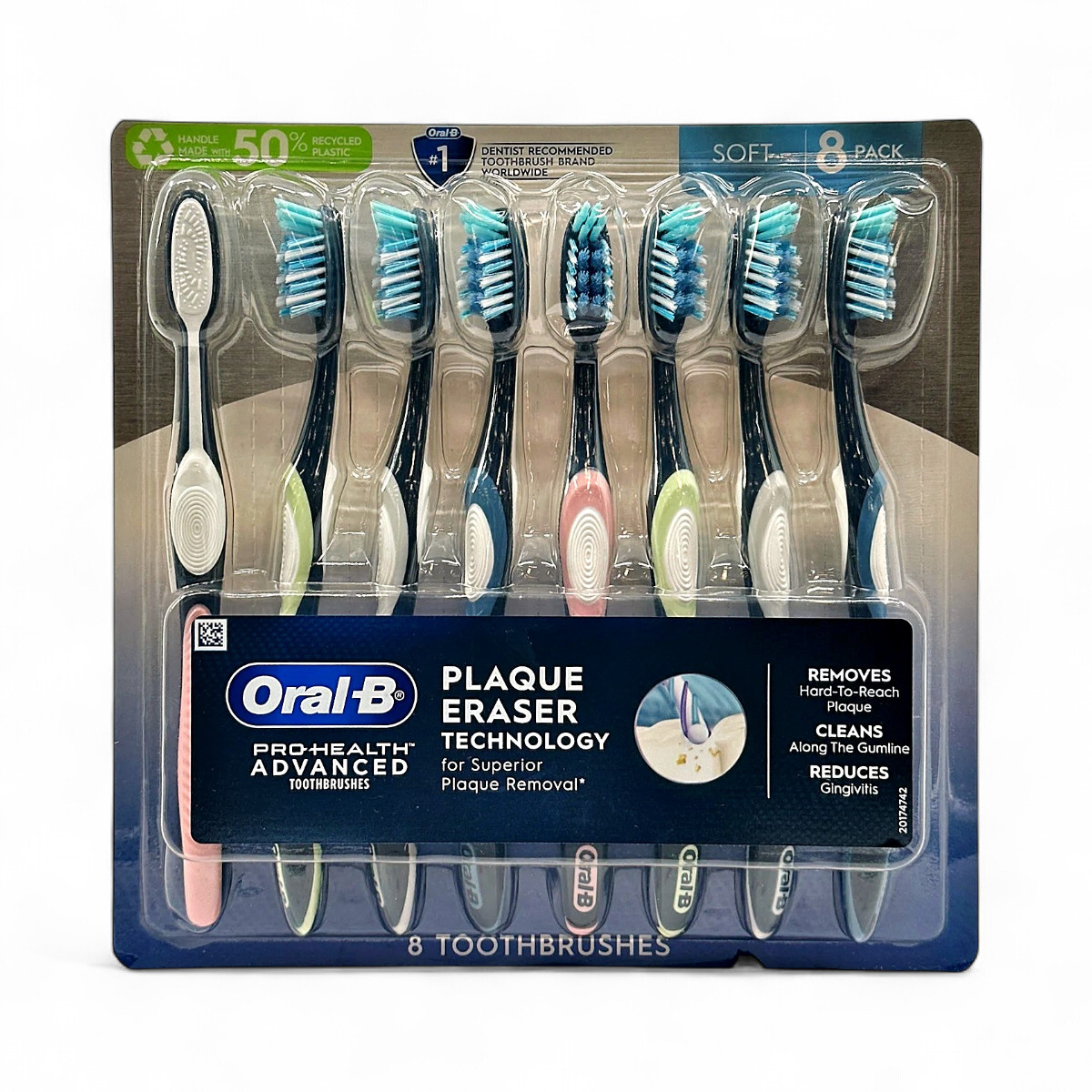 ORAL-B Pro-Health Advanced Toothbrushes w Plaque Eraser Technology Soft 8-Pack