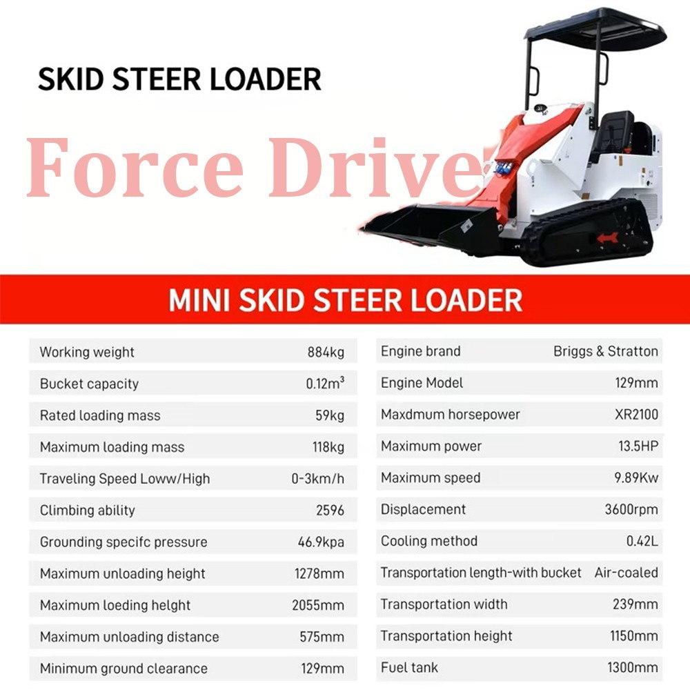Mini Skid Steer Loader Ride-on Loader for Trenching, New