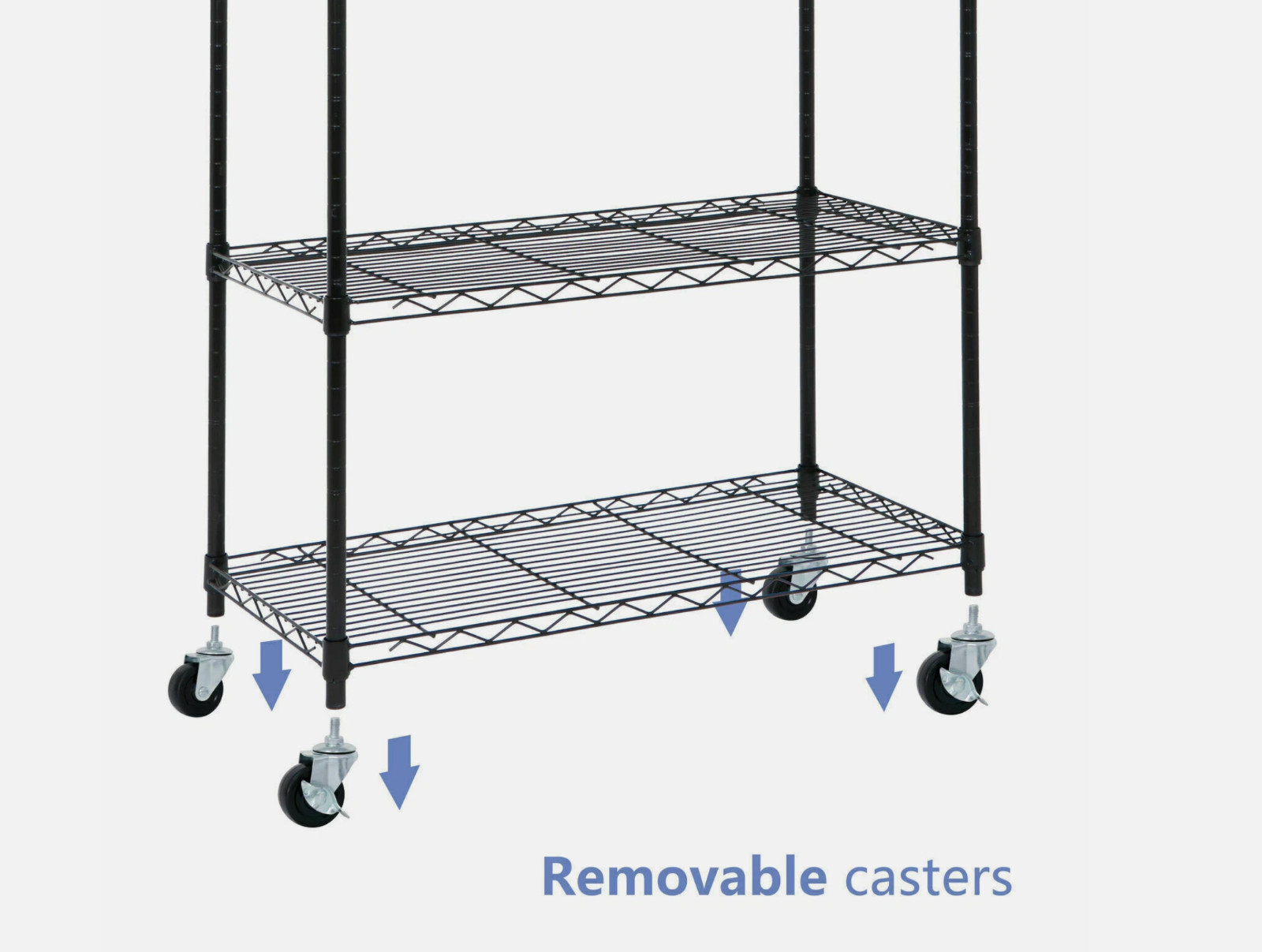 5-Tier Shelves Wire Unit Rack Large Space Storage Rolling with 4 Wheel Casters