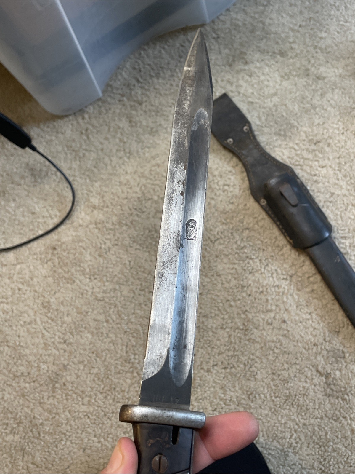 RARE Vintage World War 2 GERMAN K98 Matching Numbers Bayonet w/ Sheath & Frog