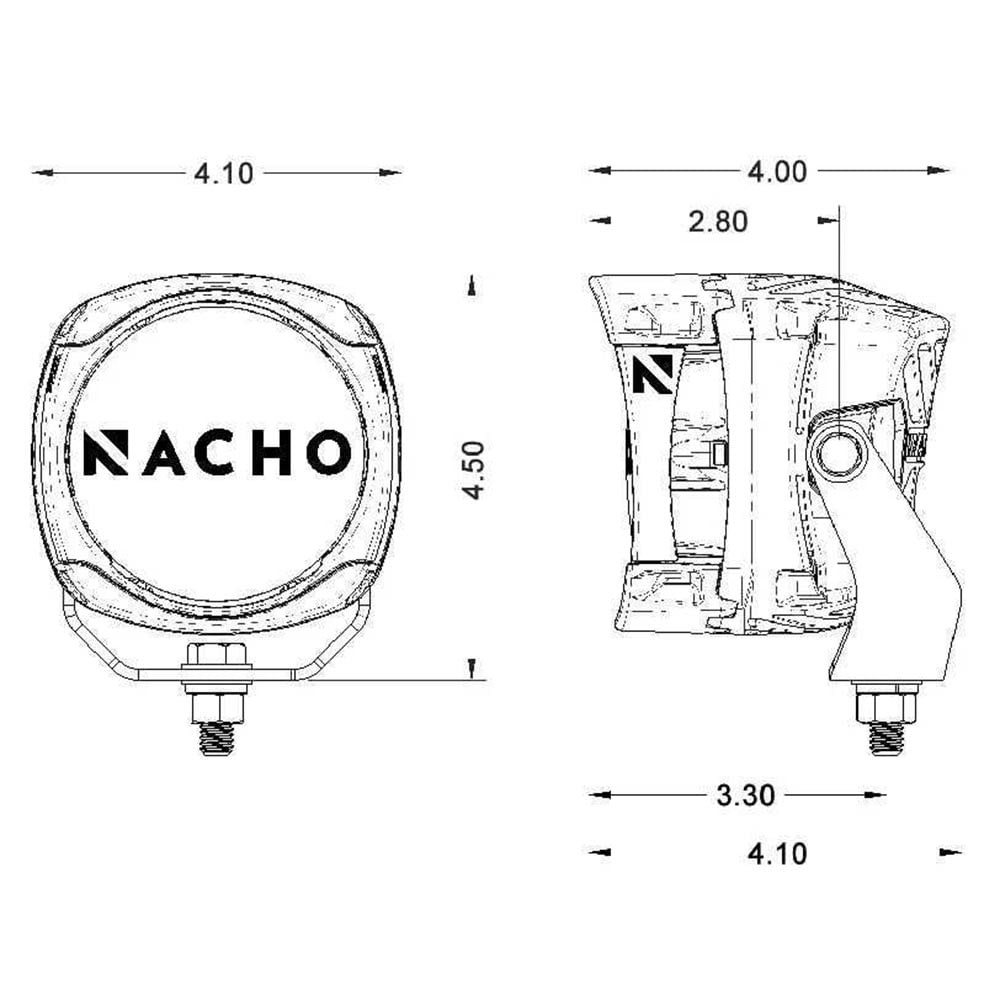 NACHO Quatro Spot 4-inch Offroad LED 120W Fog Lights Pair & Amber/Smoked Covers