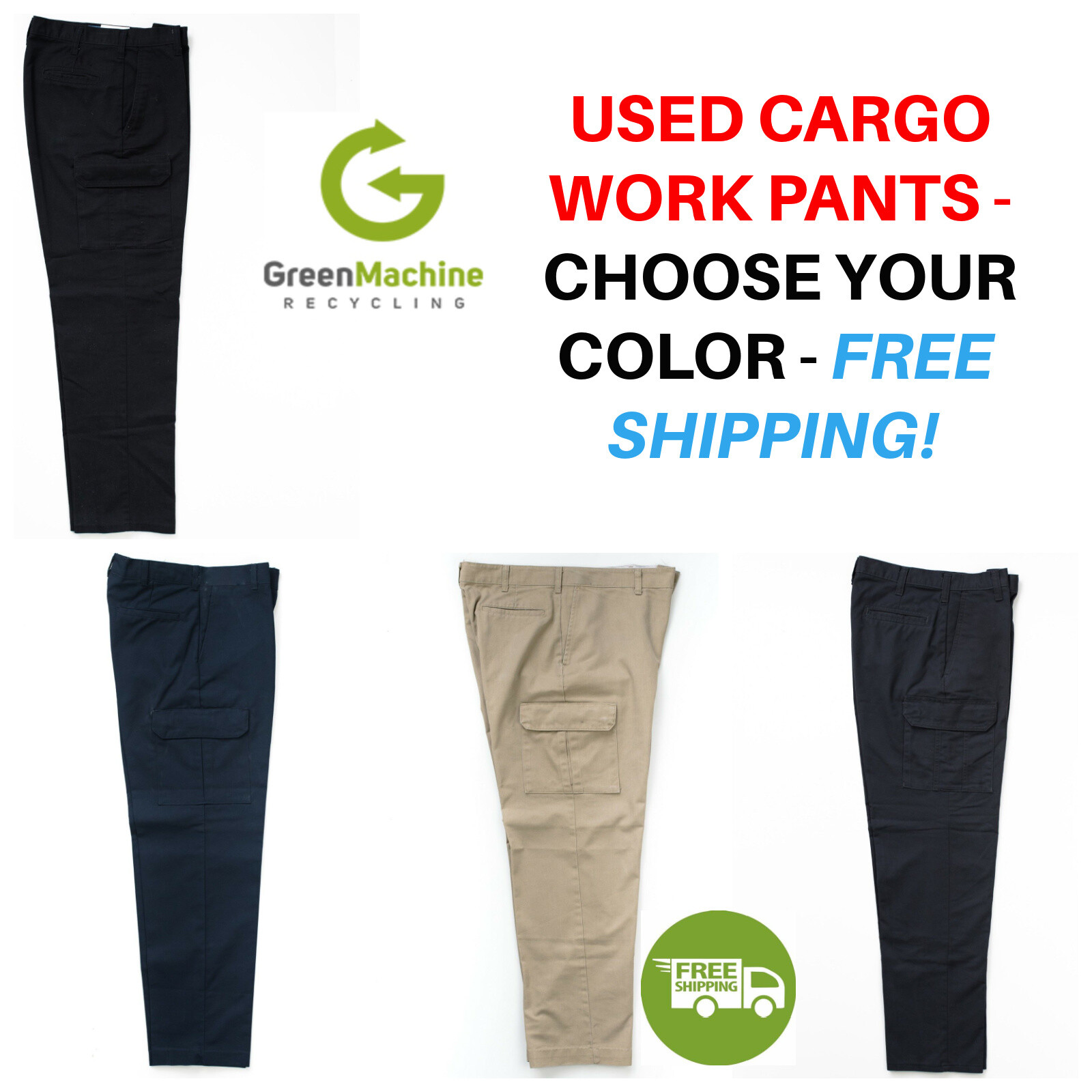 Used Uniform Work Pants Cargo Cintas Redkap Unifirst G&K Dickies etc FREE SHIP