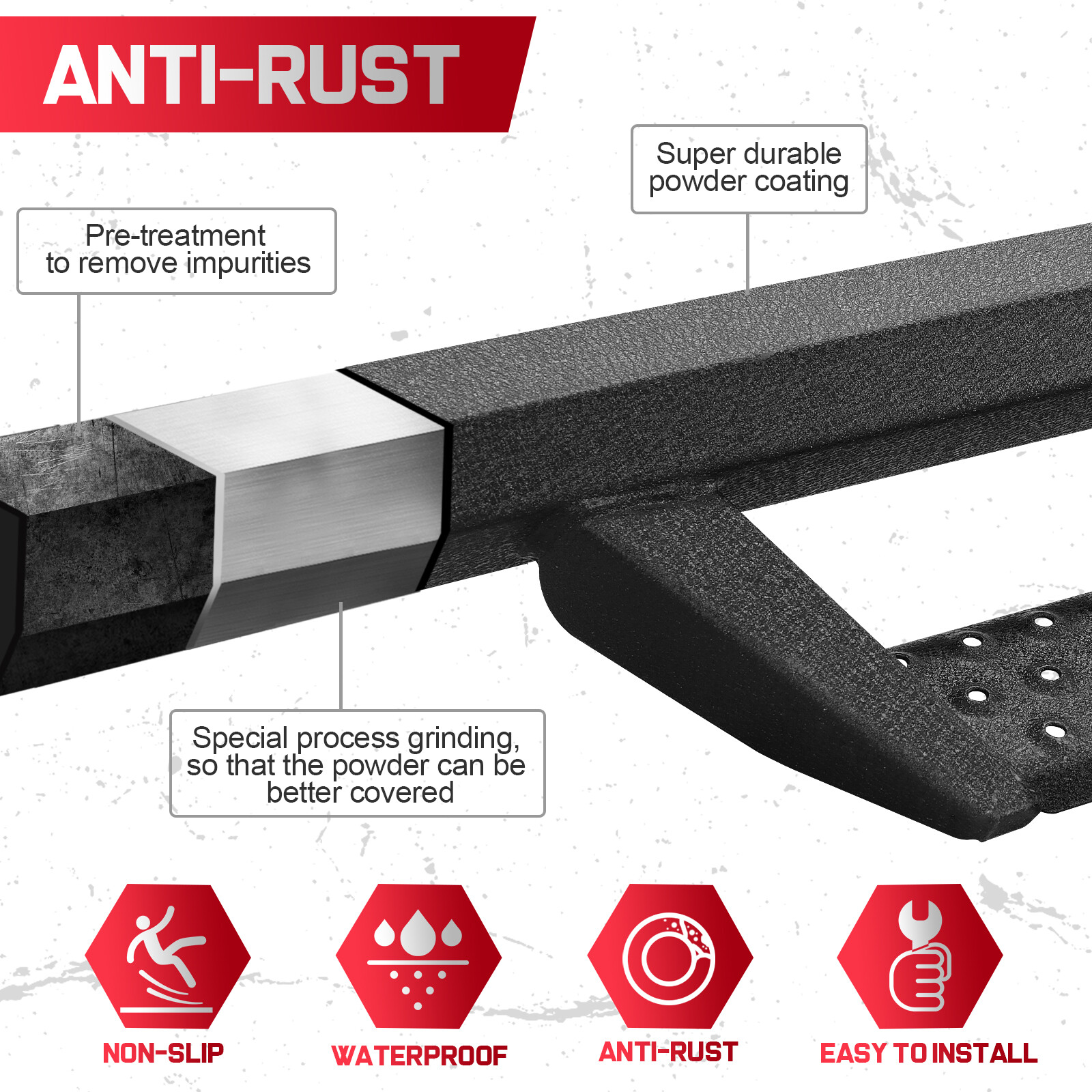 For 05-24 Nissan Frontier Crew Cab 3" Running Boards Step Board Drop Step BCKA