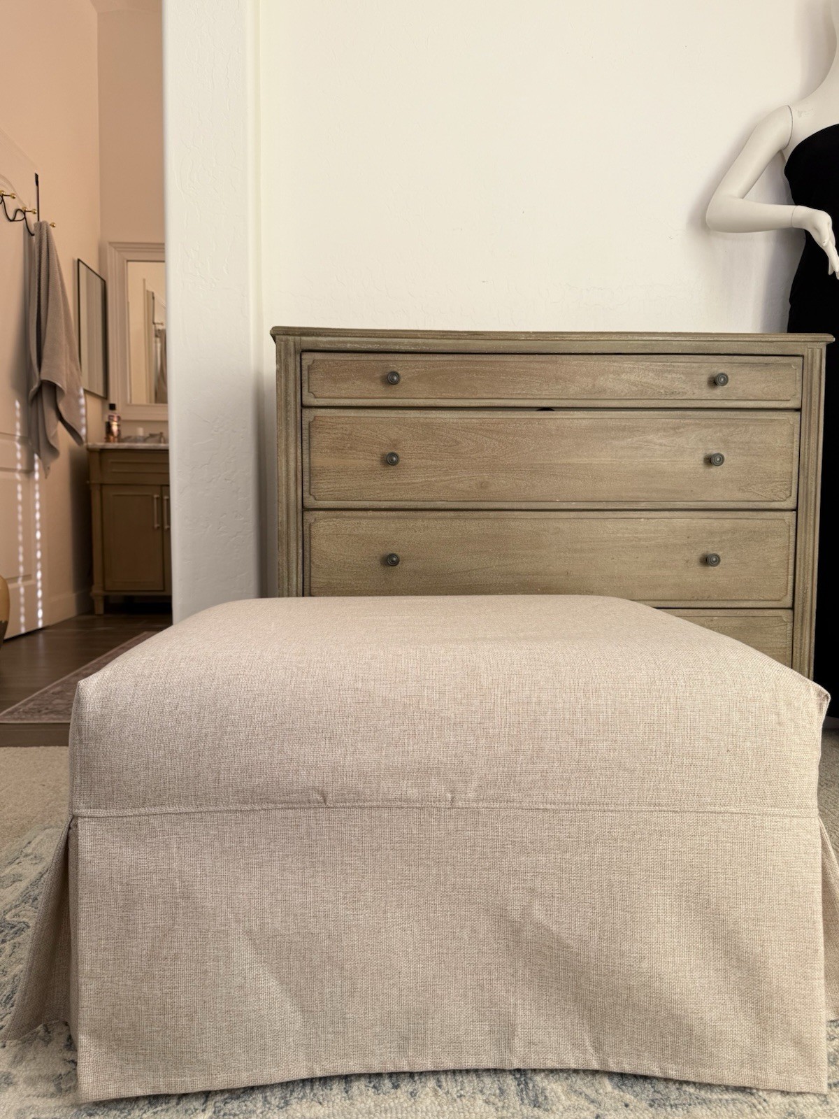 Customized Pottery Barn Comfort Ottoman Skirt Slipcover 24/30 in Twill