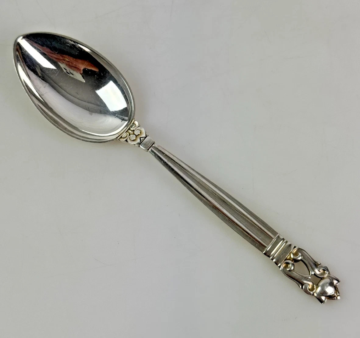 Georg Jensen Acorn Sterling Silver Oval Tea Spoon - 6 1/8"