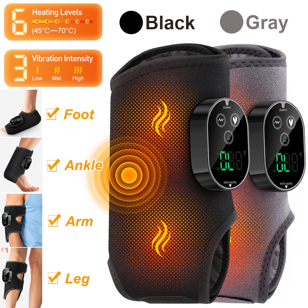 4in1 Electric Foot Ankle Massager Relieve Pain 6 Heat Levels, 3 Vibration Modes