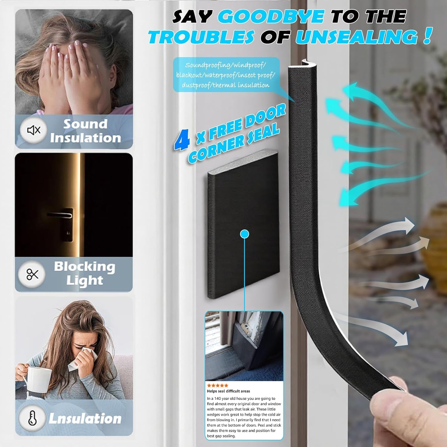 40Ft Kerf Weather Stripping Door Seal Strip for Door Frame Exterior Soundproof