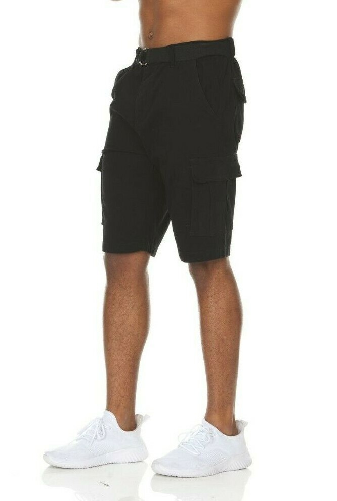 2 PACK: Men’s Cargo Shorts Casual Cotton Twill Multi Pockets Lightweight Belted