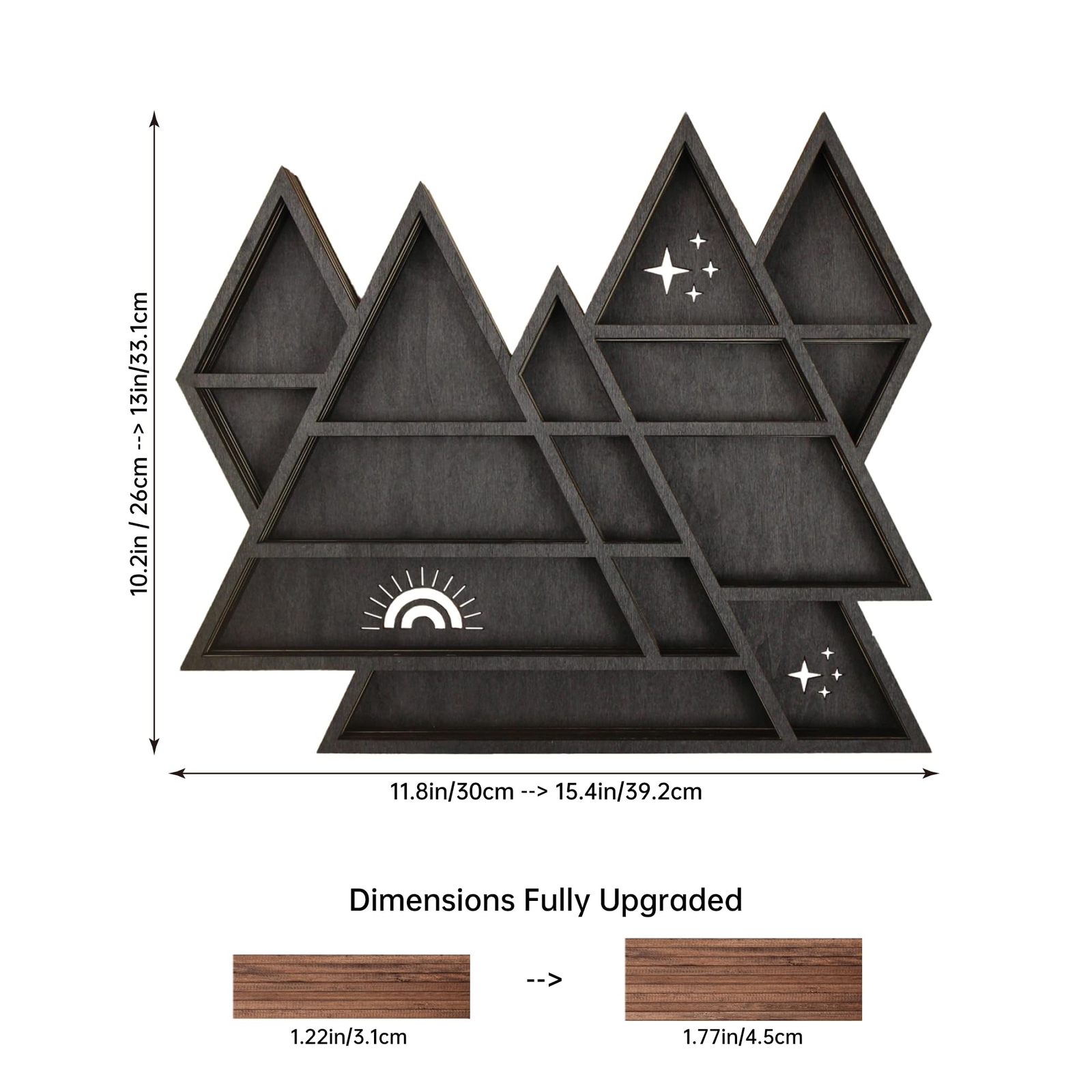 Triangle Mountain Crystal Shelf Display for Wall, Rock Gem Healing Stone Coll...