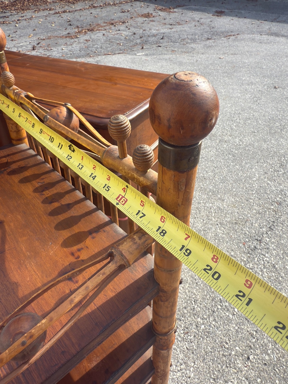 antique victorian stick and ball eastlake bamboo bookshelf magazine rack 1890