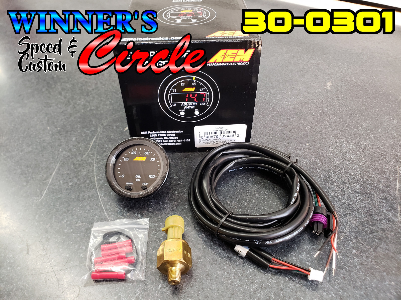 AEM 30-0301 X-Series Oil Press or Fuel Press 0-100 PSI 2-1/16" Dia