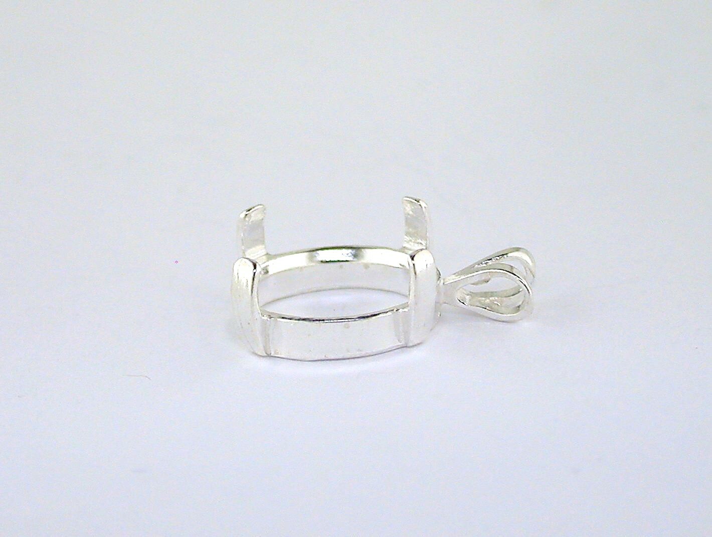 Round 4 Prong Cabochon Pendant Setting Sterling Silver