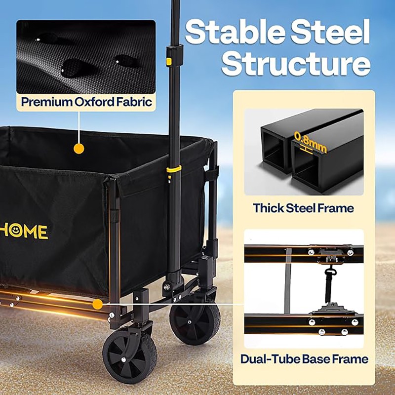 Collapsible Wagon Cart Lightweight Portable Utility Wagons w/ All-Terrain Wheels