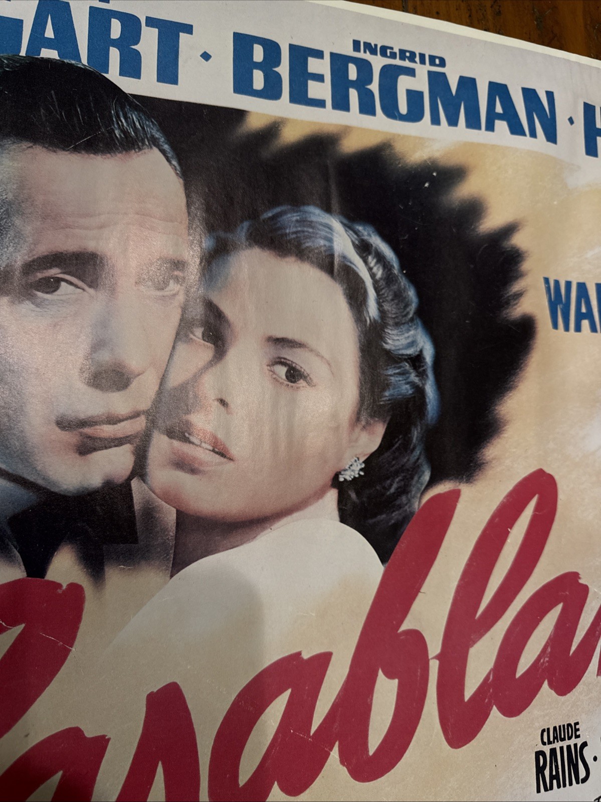 Vintage Casablanca Movie Poster 23 x 18 3/8 Inches