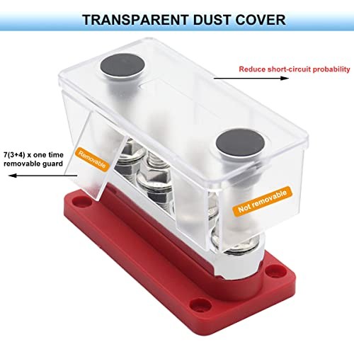 600 Amp Busbar,4*M10 Studs (3/8") Module Design Block 600A 4x 3/8"- Black& Red