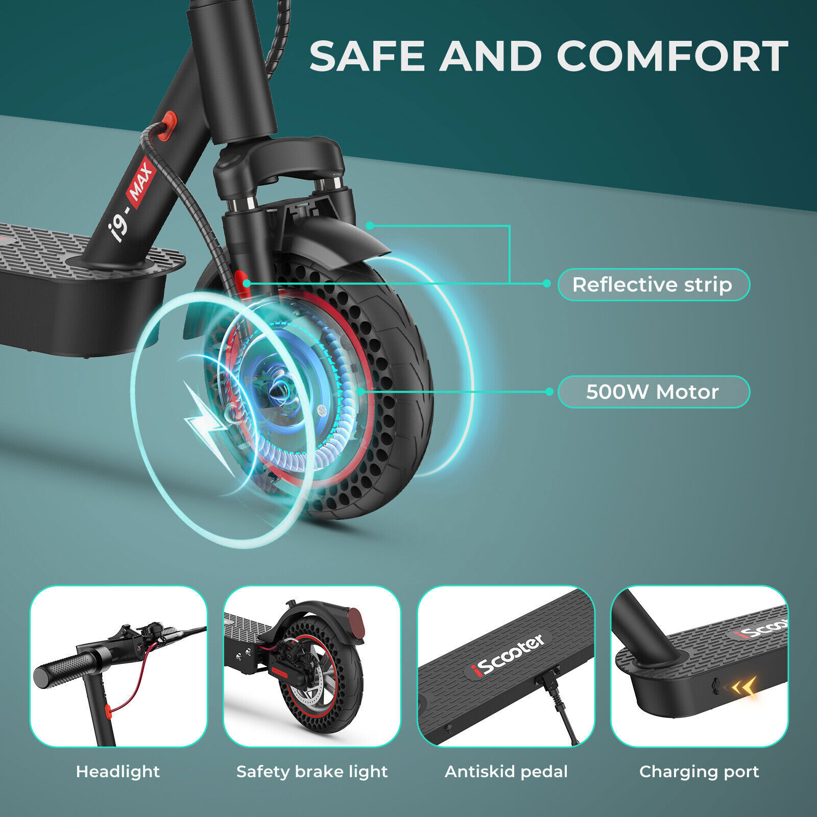 iScooter i9MAX Electric Scooter 21MPH 10Ah Latest Upgrades Foldable E-scooter