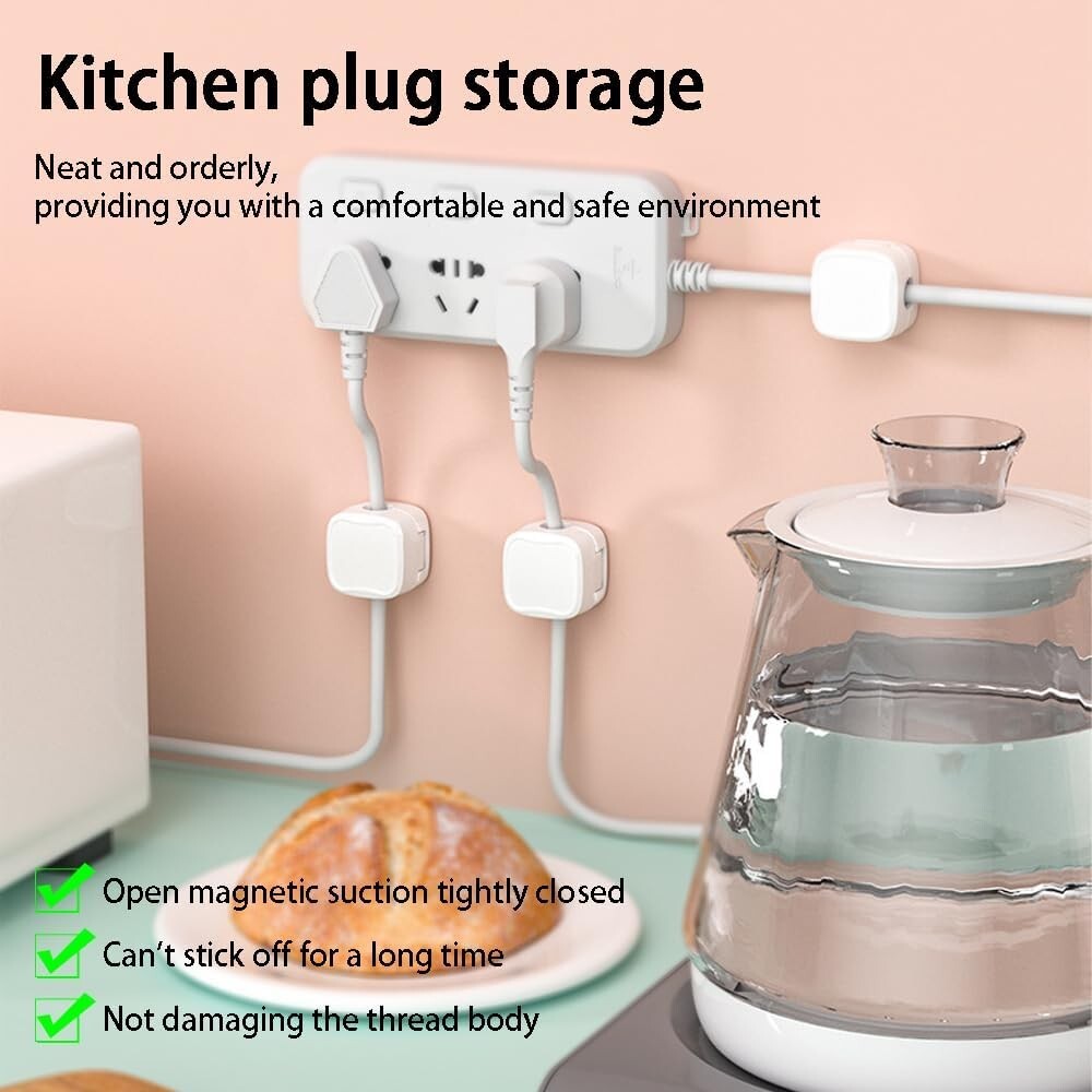 Magnetic Cable Clips, 6 Pack Cord Organizer Holder, White Charging Cable Keeper