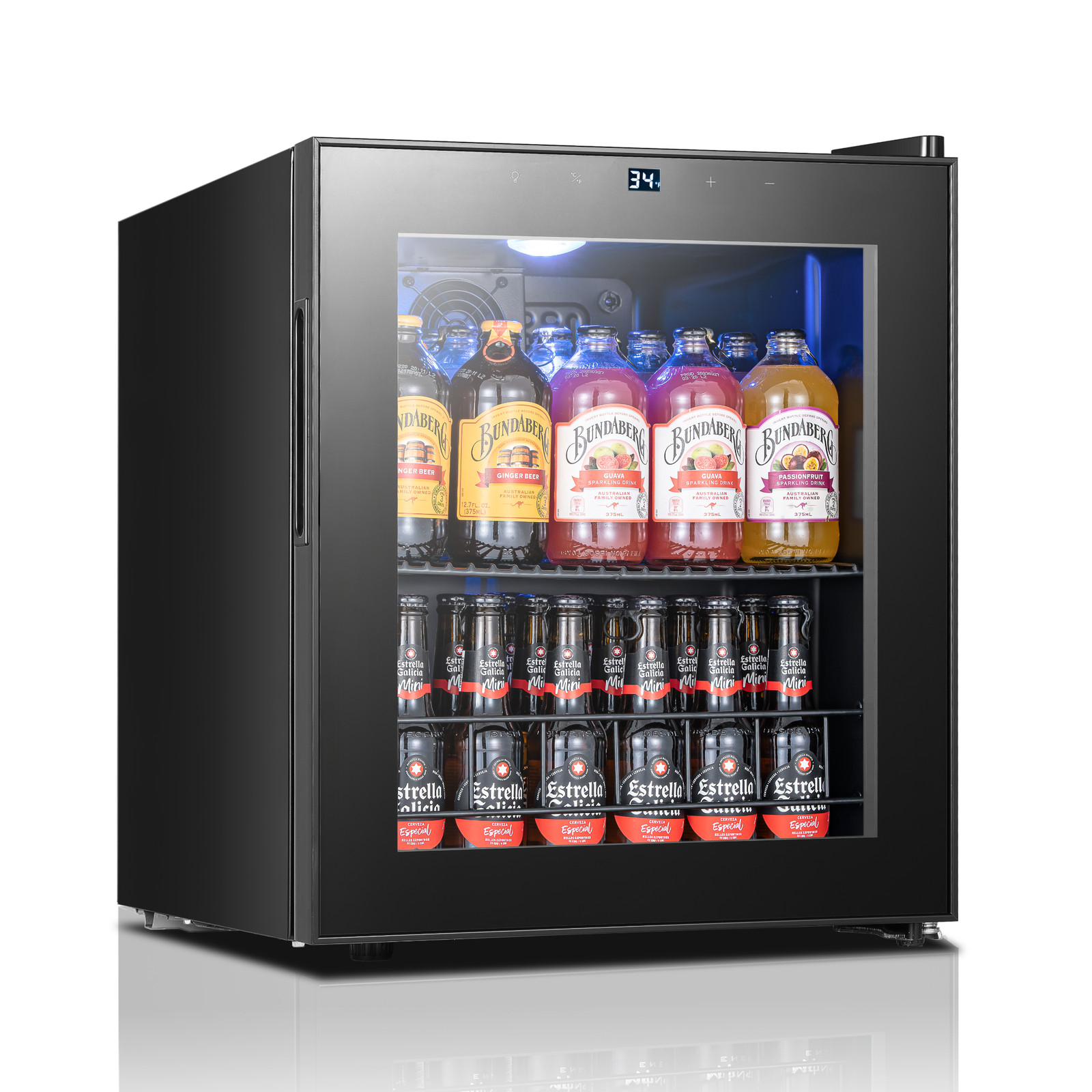 Yeego Beverage Cooler Refrigerator Mini Fridge 65 Cans 34°F-54°F W/Glass Door