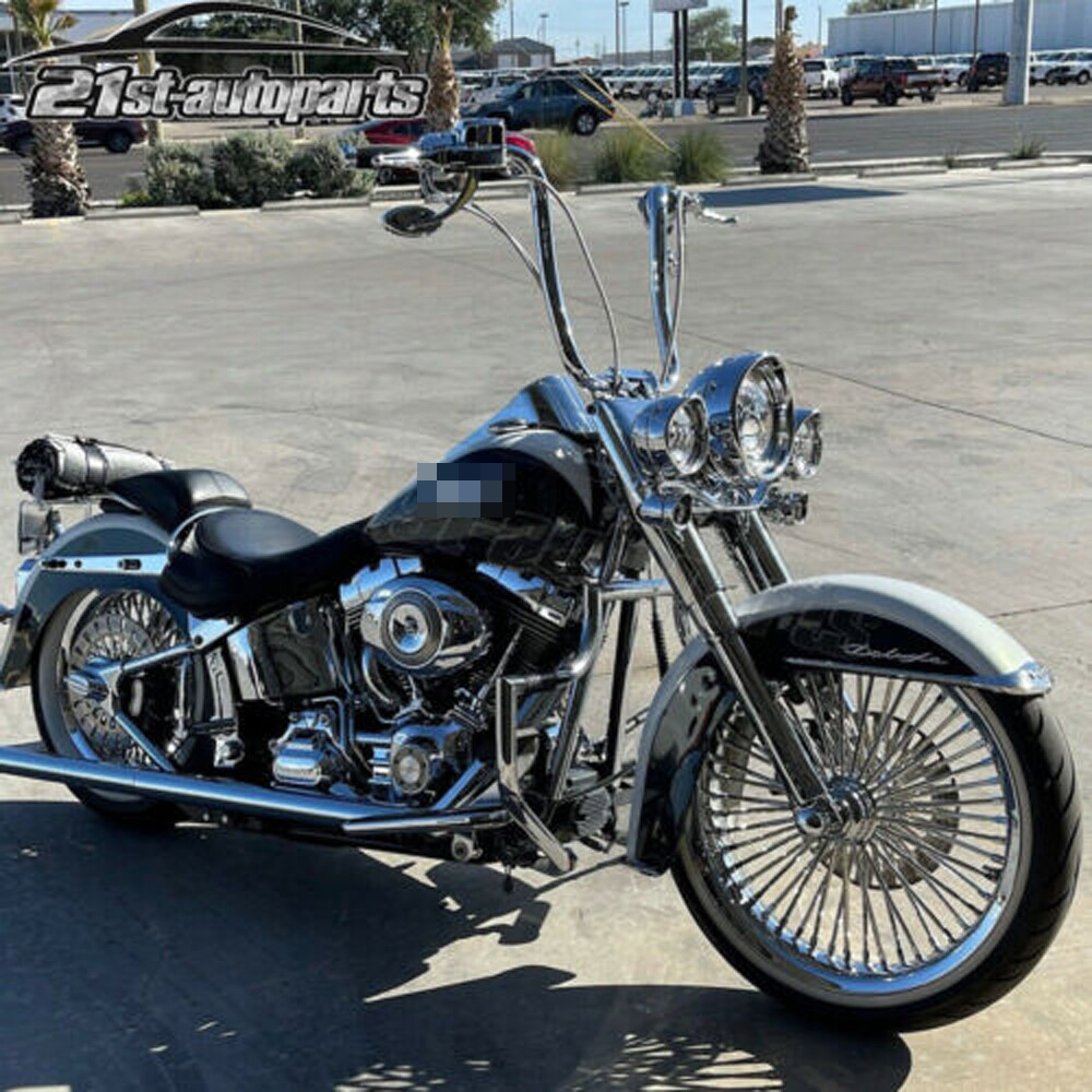 Chrome Rise 16" Gangster APE Cruved Handlebar For Harley Softail Road King Glide