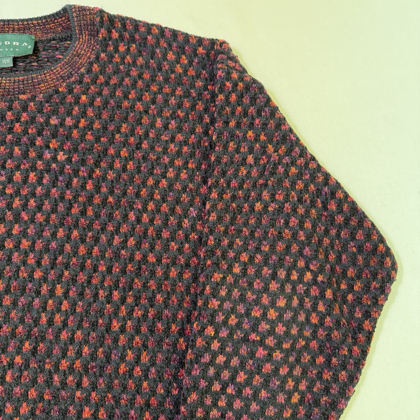 Tundra Sweater Mens M 3D Knit Coogi Style Geometric Grandpacore Cabincore Cosby