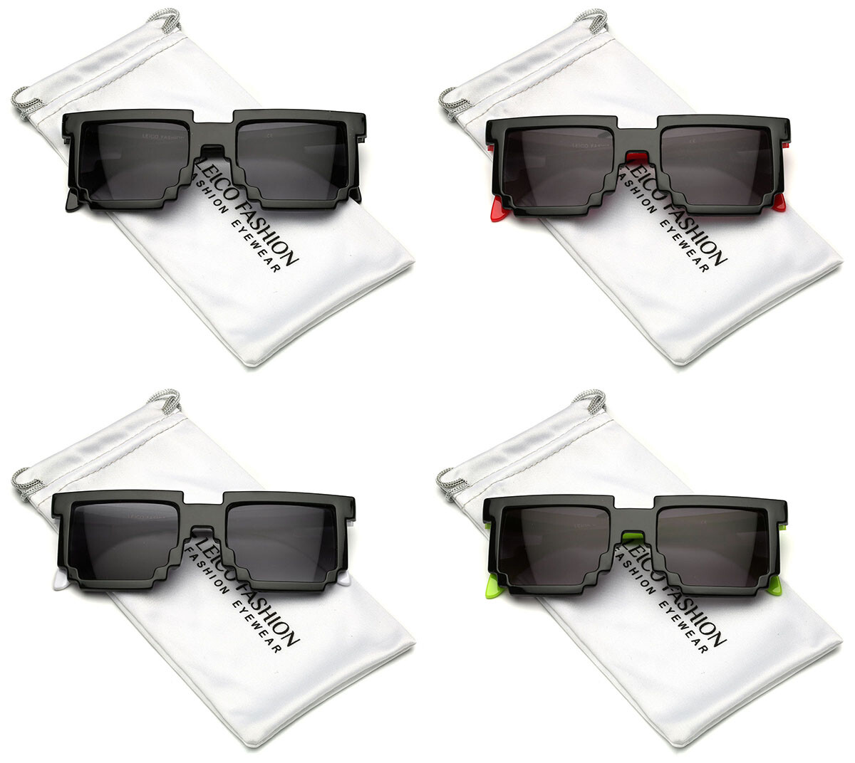 2-3 PACK KIDS 8-Bit Pixel Glasses Square Boys Girls Pixelated Novelty Sunglasses