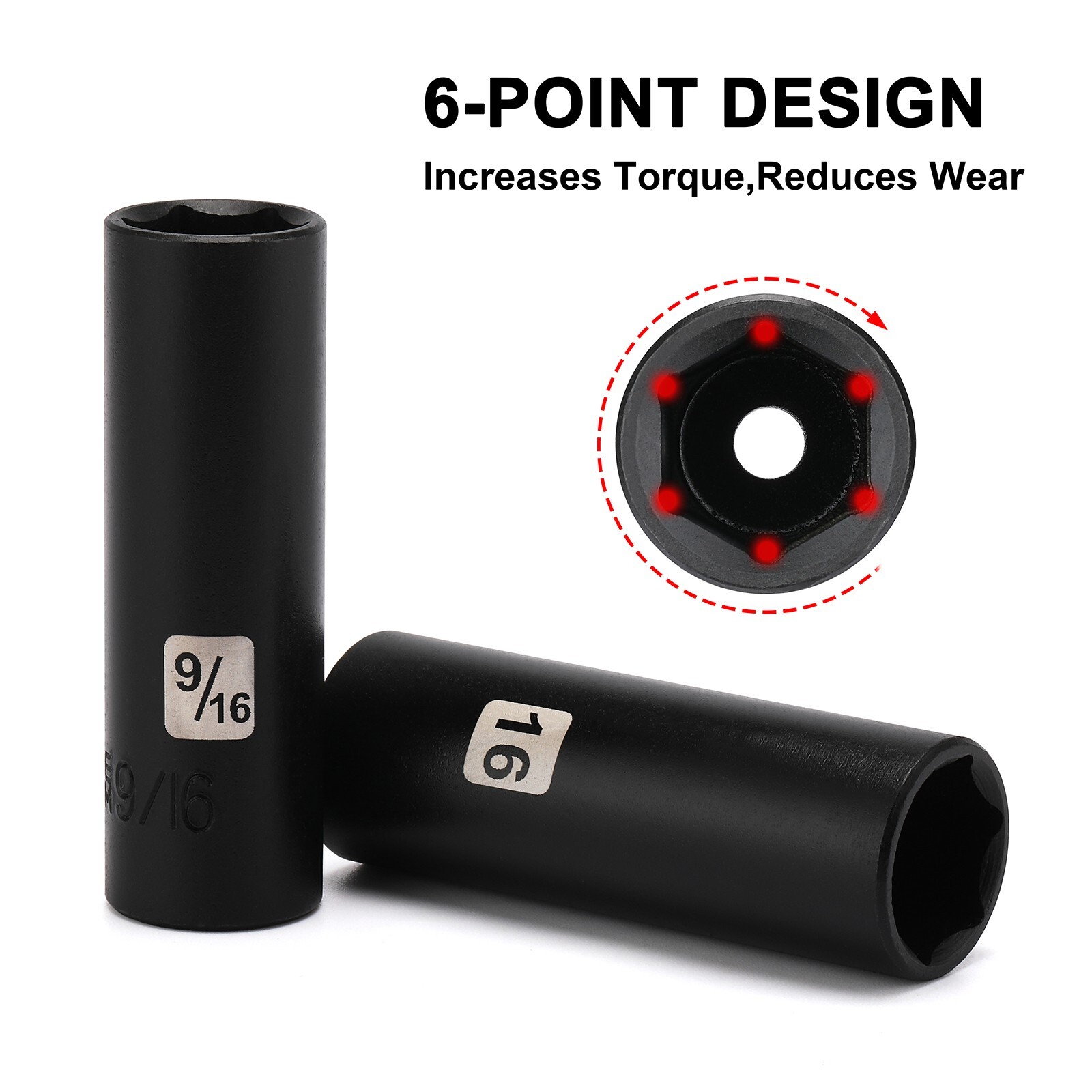 49 PCS 3/8" Drive Impact Socket Set 6-Point Standard SAE & Metric Sockets