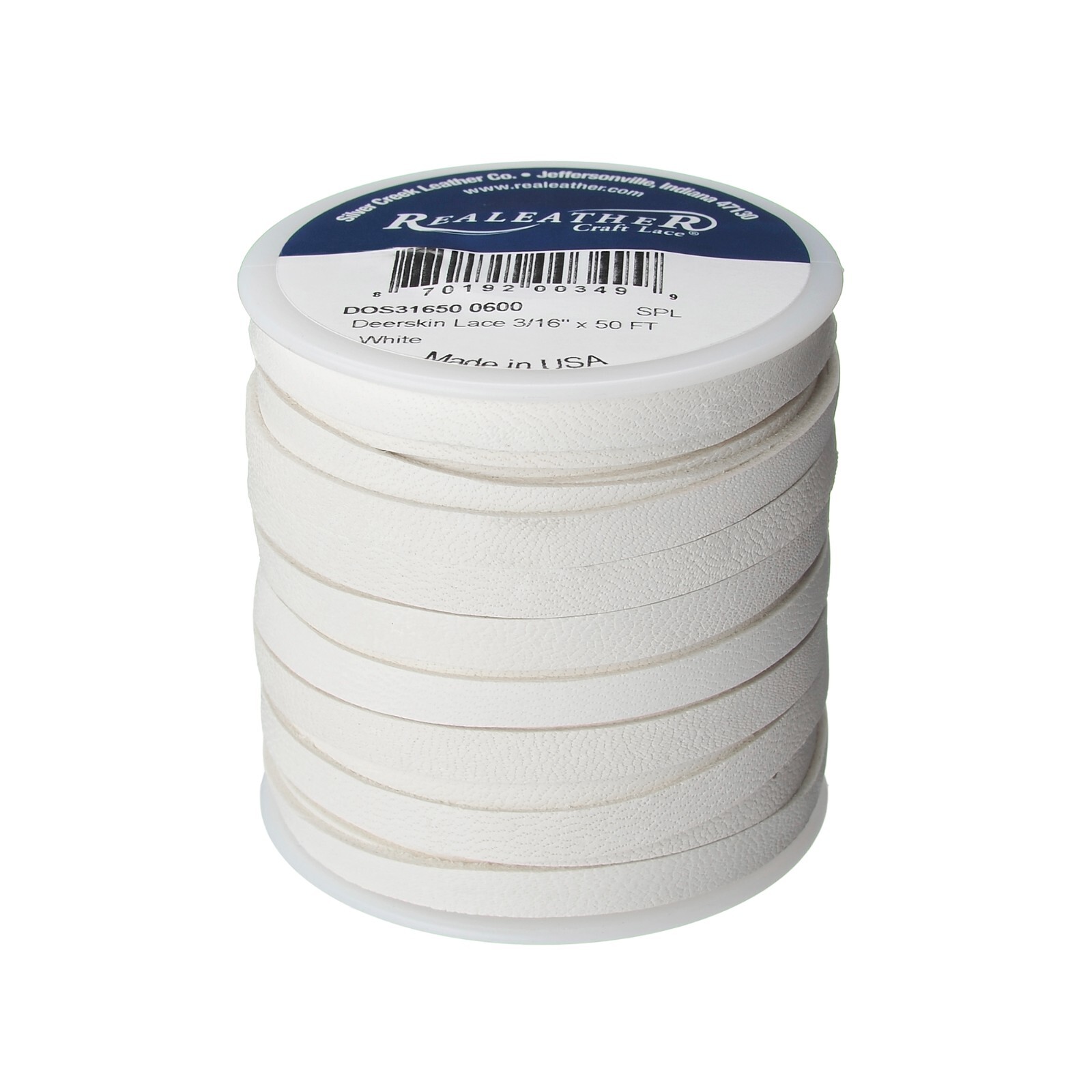 Deerskin Lace Spool 3/16" x 50 ft White - Craft Jewelry Garment Leather Lace