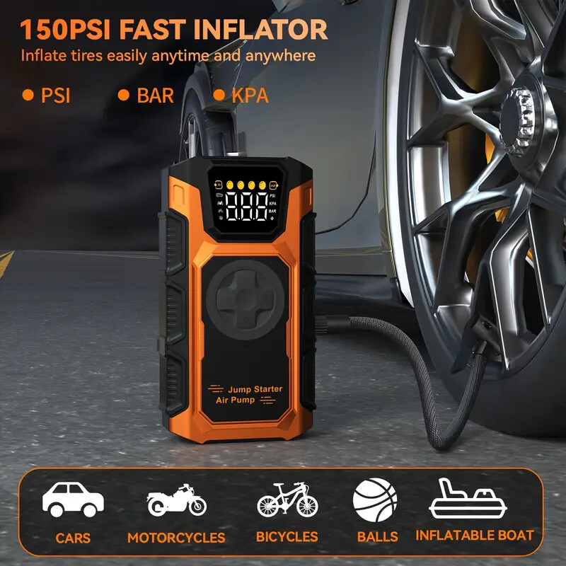 7000A Car Jump Starter With Air Compressor Pack Booster 12V Power Bank With Case