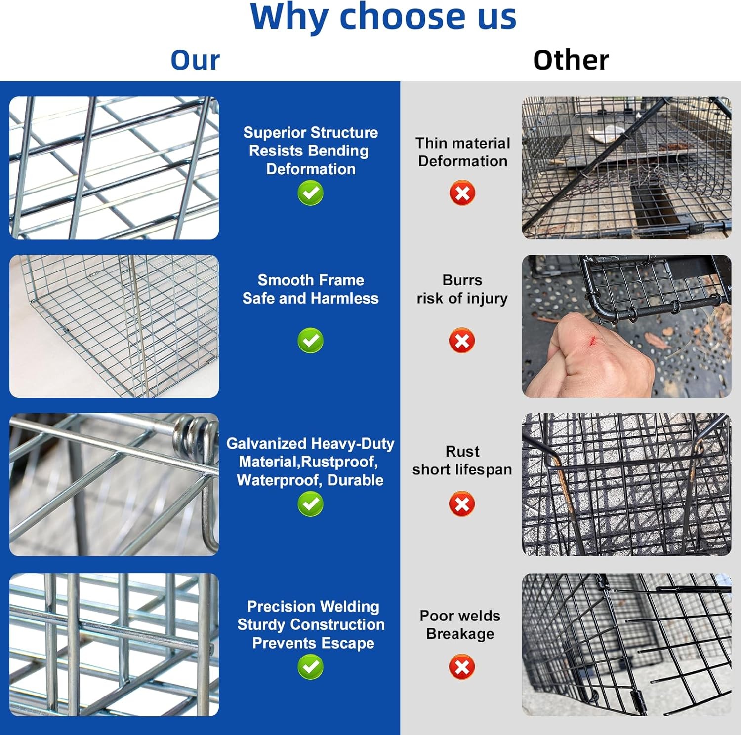 Live Animal Cage Trap 51"x17.4" x18.9" Humane Cat Trap Cats Squirrels Mouse New