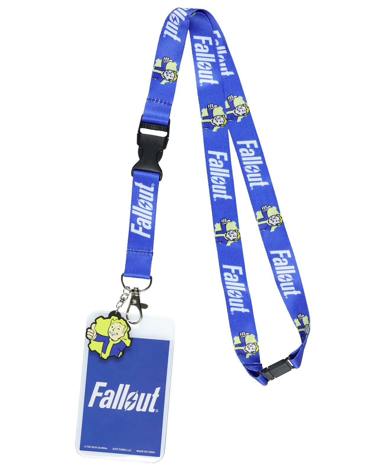 Fallout Lanyard Vault 101 Clear ID Badge Holder with Pip-Boy Rubber Charm