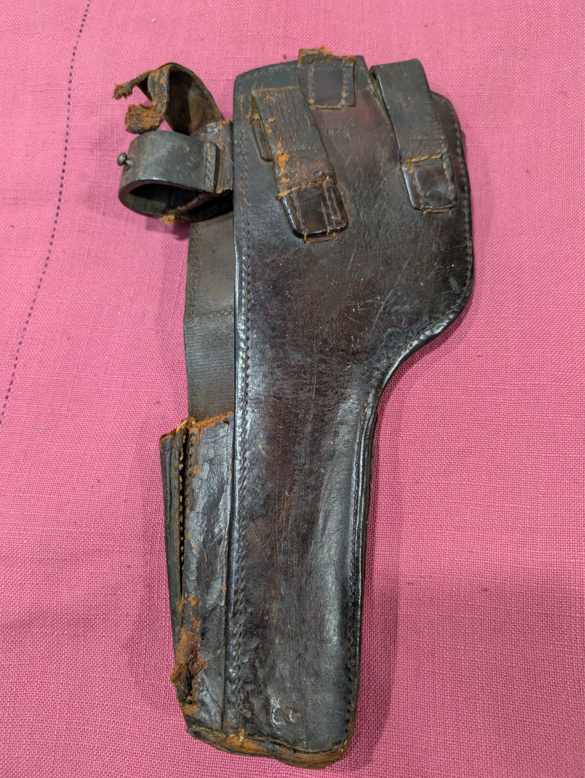 ORIGINAL GERMAN WW1 1915 DATED FULL LEATHER STOCK HARNESS C96 MAUSER BROOMHANDLE