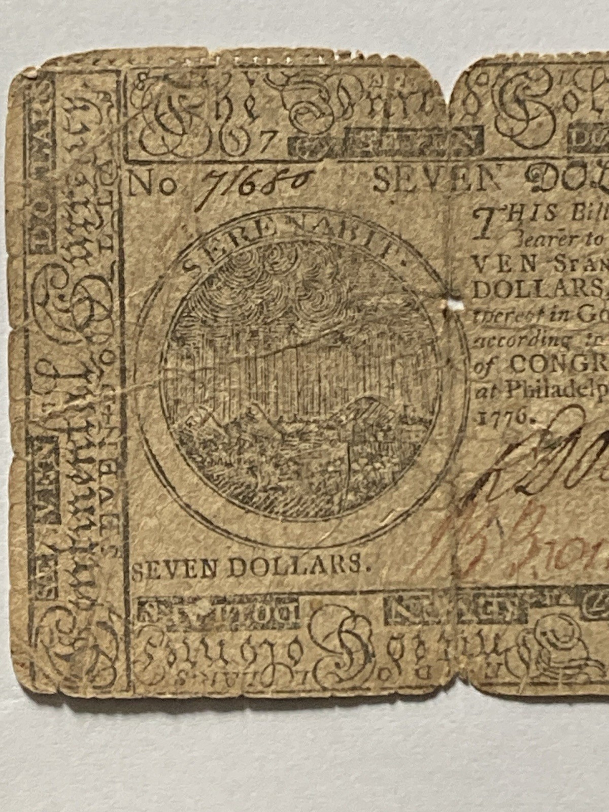 1776 Colonial America’s Continental Currency Nov 2 1776🇺🇸Rare $7 Dollars🇺🇸