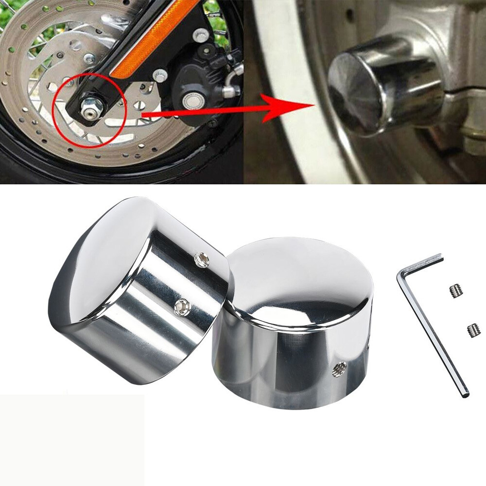 Pair Chrome Front Axle Nut Cover Cap For Harley Touring Trike ROAD KING ELECTRA