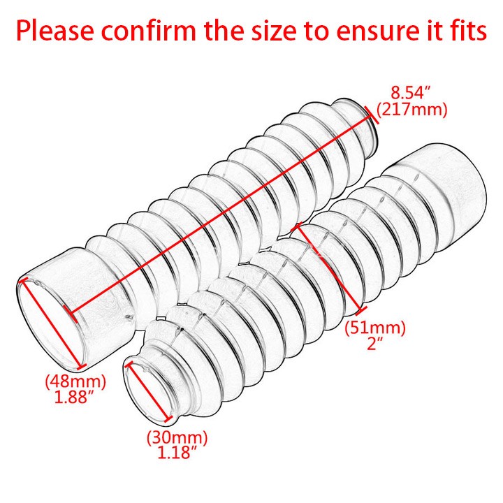 2x Universal Motorcycle Front Rubber Fork Boots Shock Absorber Dust Cover Black