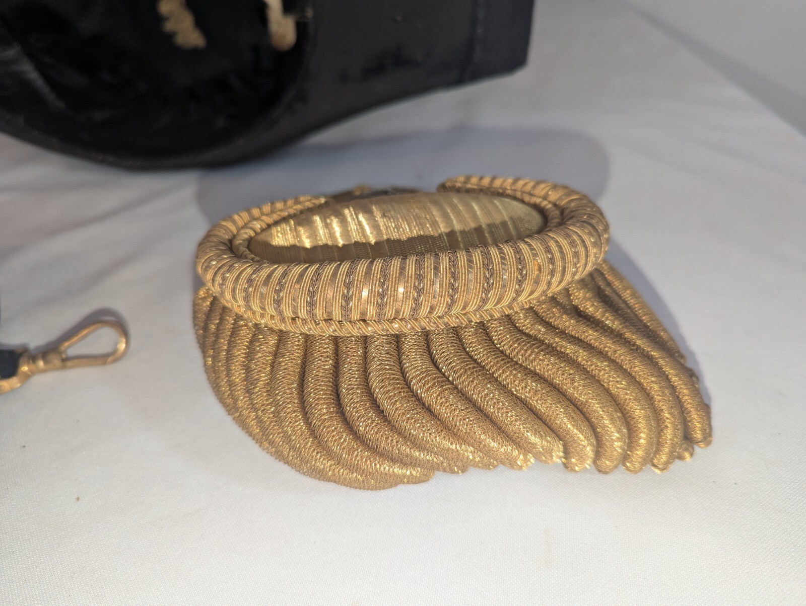 19th Cent. US Navy Officers Hat w/ Epaulettes & Belt in Tin Case Original!