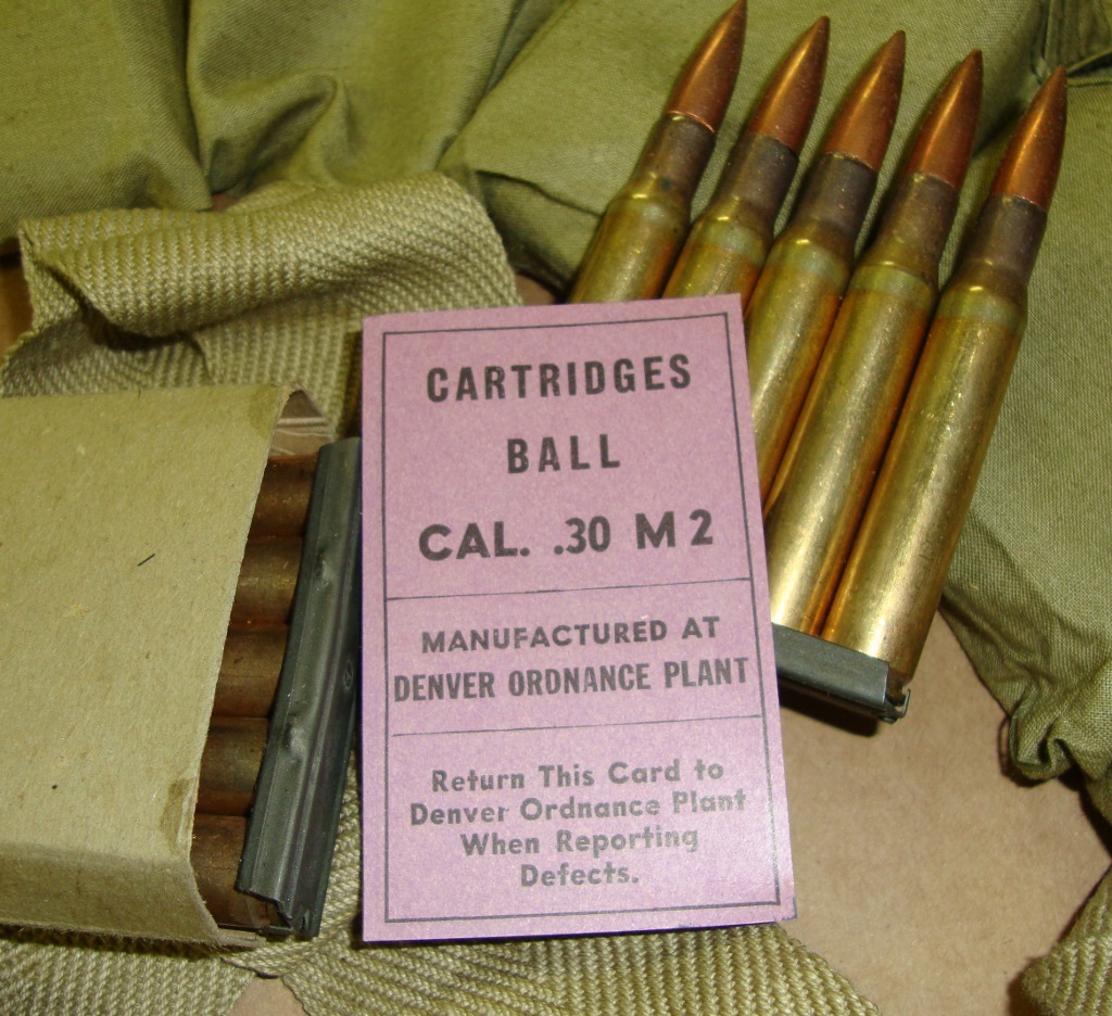 EARLY WORLD WAR II NEW REPLICA BANDOLEER LOT CARDS FOR CAL.30 M2 BALL AND A.P.