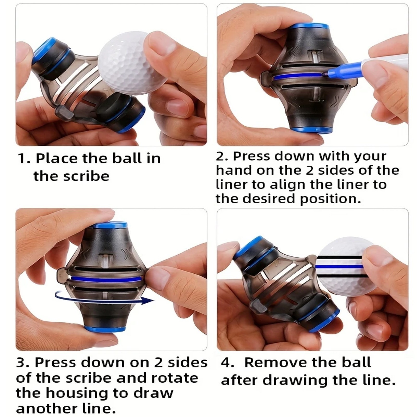 360° Golf Ball Line Marker Kit - Alignment Tool with Markers for Putter Accuracy