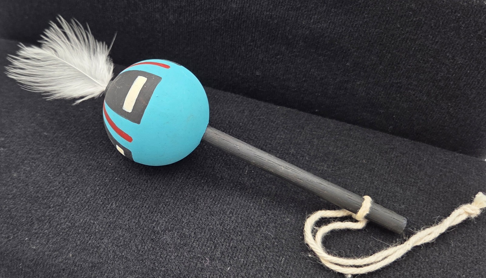 Hopi Kachina Ceremonial Spiritual Rattle Native American Indian Feather Folk Art