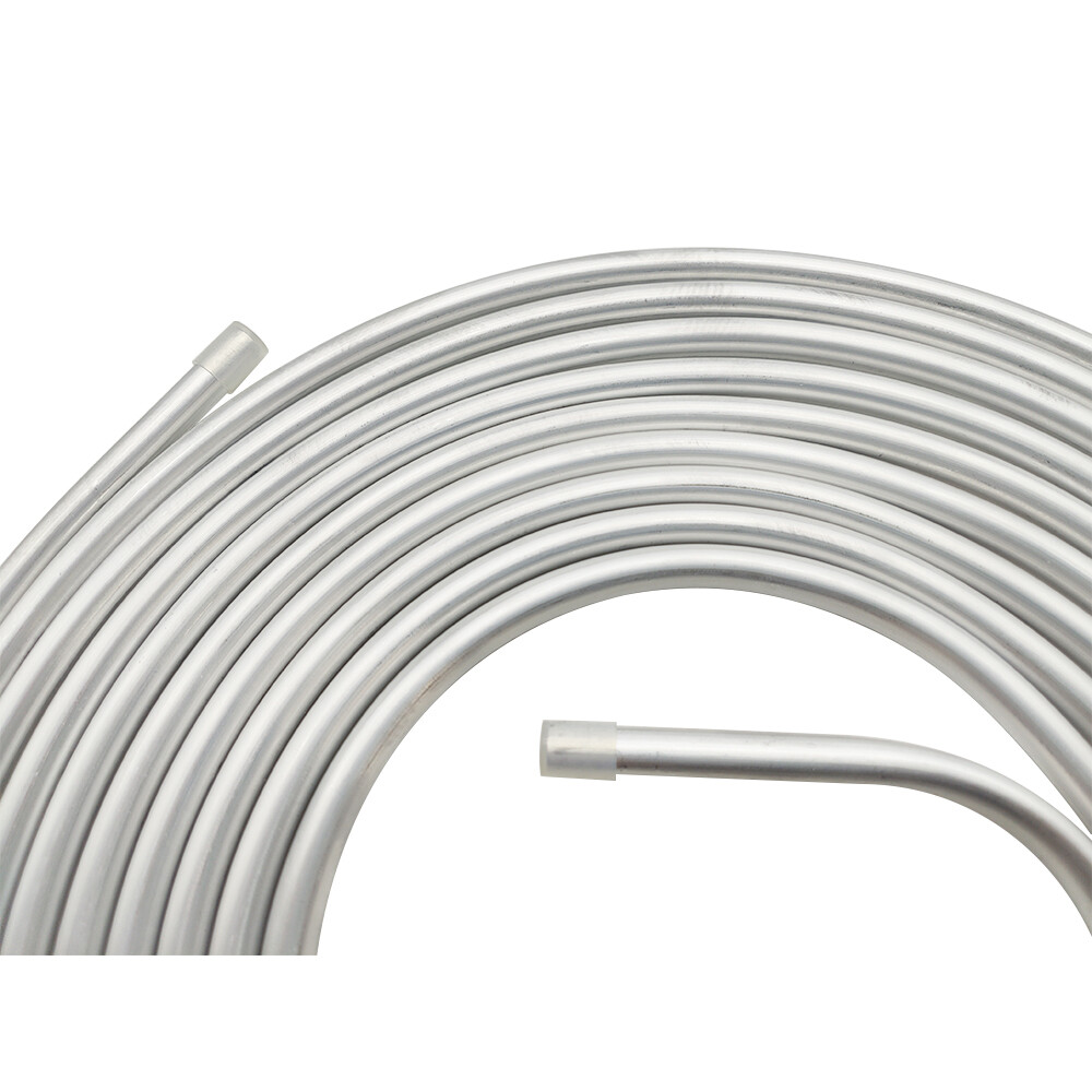 Diameter 25' Performance 3/8" Coiled Tubing Fuel Line Aluminum Silver New