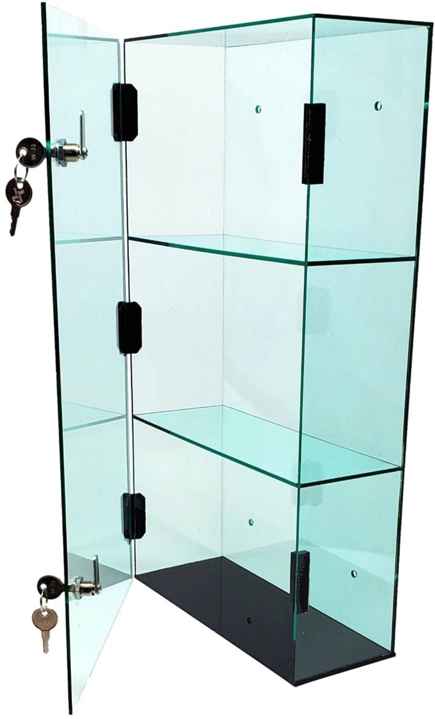 T'z Tagz Glass Green Dual Locking Acrylic Display Case Dust Cabinet 18.25x10x4