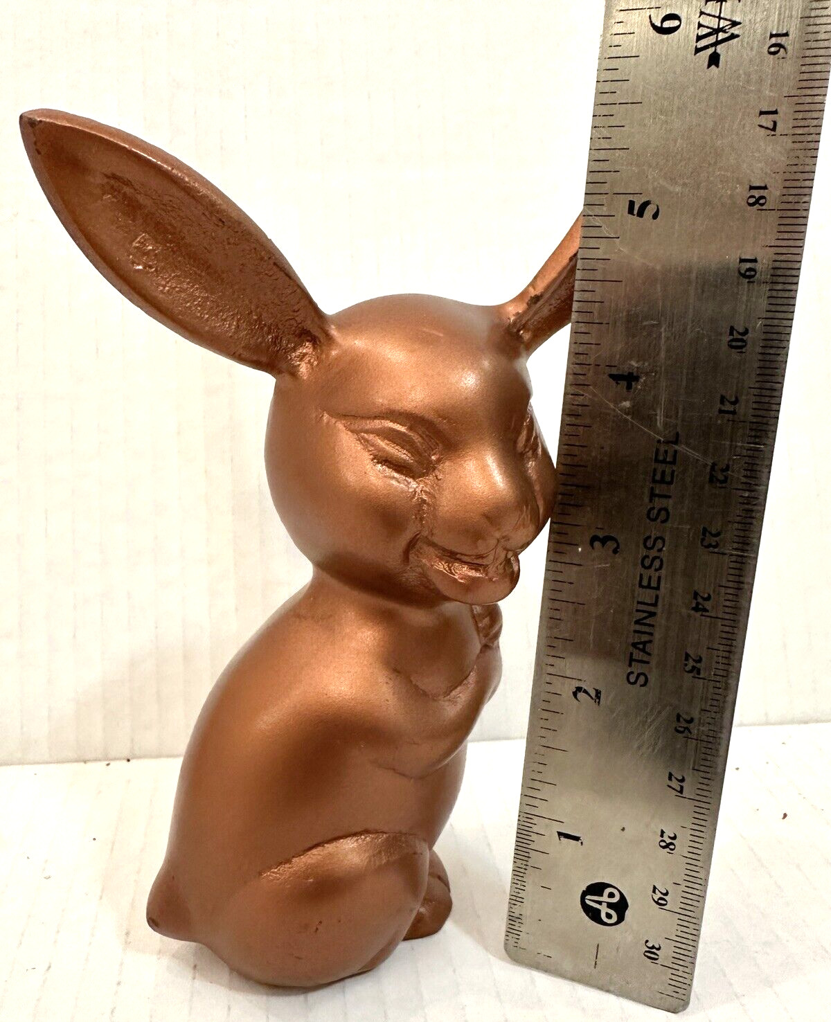 Solid Copper Alloy Bunny Rabbit Figurine 5"